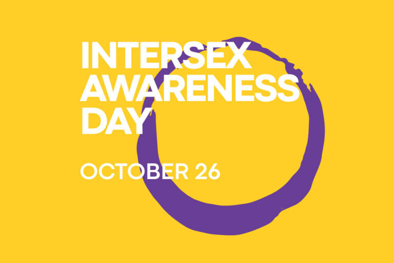 A graphic text image on a yellow background that says Intersex Awareness Day.